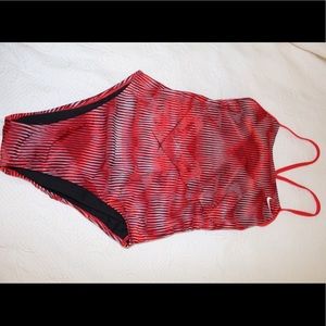 Red Nike one piece bathing suit
